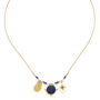 Three Dangle Blue And Gold Necklace, thumbnail 2 of 3