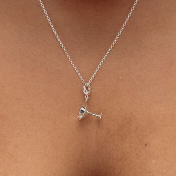 Sterling Silver Cocktail Glass Charm Necklace, 3 of 6