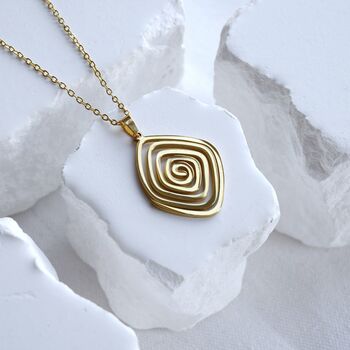 Spiral Swirl Maze Necklace 18 K Gold, 6 of 8