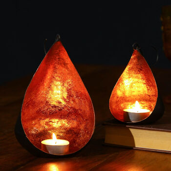Two Autumn Copper Hanging Tea Light Candle Holders, 4 of 10