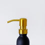 Matt Black Glass Bottle With Brass Gold Metal Pump, thumbnail 2 of 8