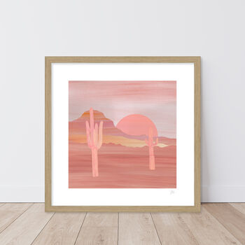 Pink Desert Cactus Landscape Print, 5 of 7