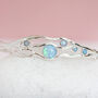 Blue Fire Opal Hinged Bangle In Sterling Silver, thumbnail 7 of 10