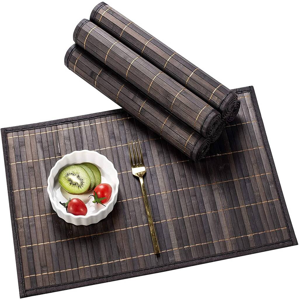 Set Of Six Dark Brown Bamboo Placemats By Momentum