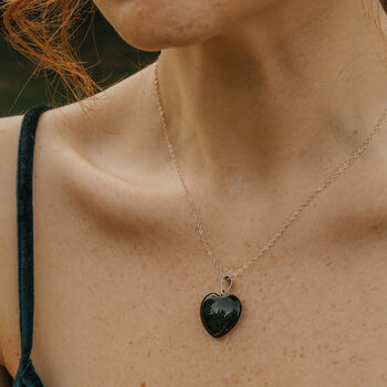 925 Silver Black Obsidian Heart Pendant Necklace, 4 of 5