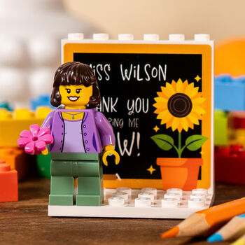 Thank You For Helping Me Grow Lego® Brick Minifig, Nursery And Primary School Teacher Gift From Children, 2 of 12