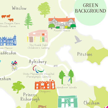 Map Of Buckinghamshire Art Print, 3 of 5