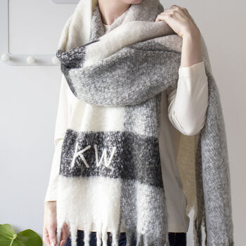 Personalised Chunky Knit Neutral Colour Blanket Scarf, 8 of 12