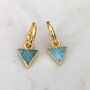 'The Triangle' Amazonite Hoop Gold Plated Earrings, thumbnail 4 of 6