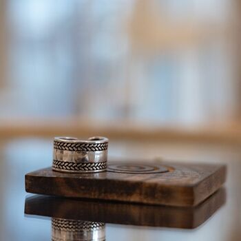 Adjustable Wide Thick Cigar Band 925 Silver Cuff Ring, 3 of 6