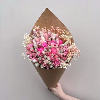 Pink And White Bridesmaid Dried Flower Bouquet, 2 of 9