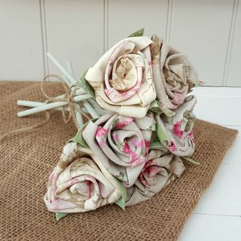 4th Anniversary Linen Roses Tulips Jug Vase Tag Option, 10 of 11