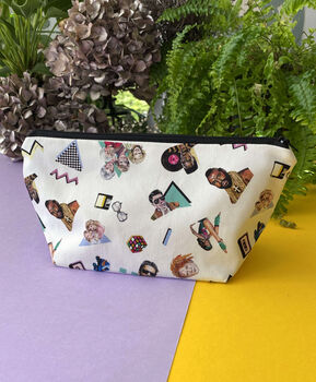 80s Pop Culture Zipper Pouch, Retro Makeup Bag, Nostalgic Gift For Her, 2 of 11