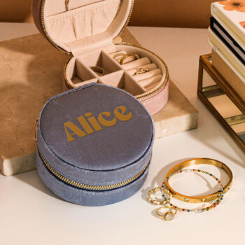 Personalised Velvet Name Jewellery Box Travel Gift For Her, 4 of 9