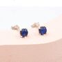 Gold Dichroic Glass Dark Blue Stud Earrings, thumbnail 2 of 10