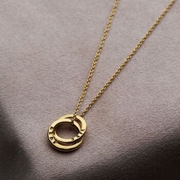 Personalised 9ct Gold Mini Two Ring Russian Necklace, 3 of 5