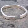 Chunky Sterling Silver Solid Oval Bangle, thumbnail 3 of 5