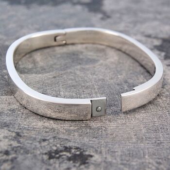 Chunky Sterling Silver Solid Oval Bangle, 3 of 5