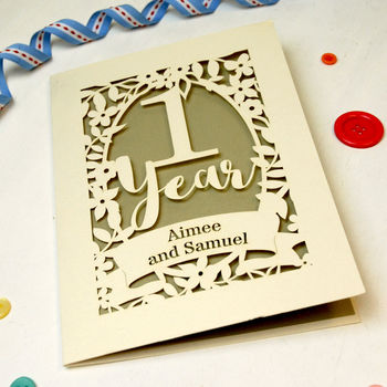 Papercut One Year Paper Anniversary Card In Cream, 8 of 9