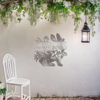 Floral Bunny Metal Wall Art For Garden Decor And Rabbit Lovers, 6 of 10