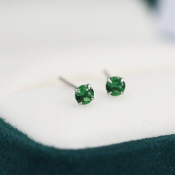 May Birthstone Emerald Green Stud Earrings, 9 of 12