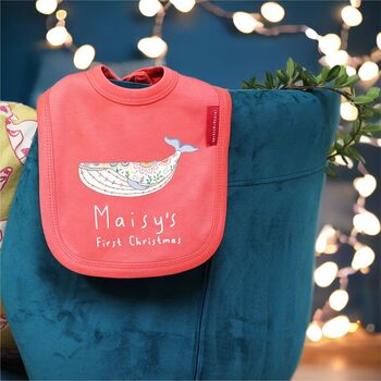Personalised Nordic Whale First Christmas Bib, 4 of 7