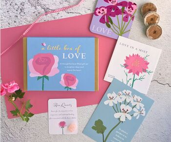 Love Gift Box With Seeds, Rose Quartz, Coaster And Inspirational Postcard – Letterbox Gift, 3 of 7