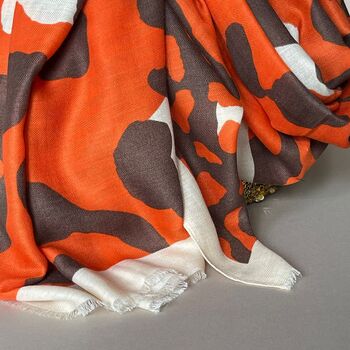 Leopard Print Splodge Scarf In Orange, 5 of 5