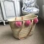 Personalised Large Shopping Basket Bag With Pom Poms, thumbnail 7 of 9