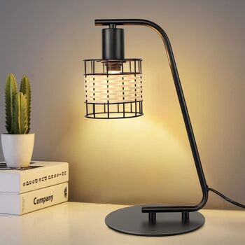 Retro Round Bedside Table Lamp With Bulb Base, 3 of 6