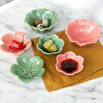 Ceramic Flower Bowl For Snacks Decorative Floral Gifts, 2 of 11