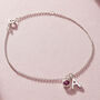 Birthstone And Italic Initial Charm Bracelet, thumbnail 2 of 8
