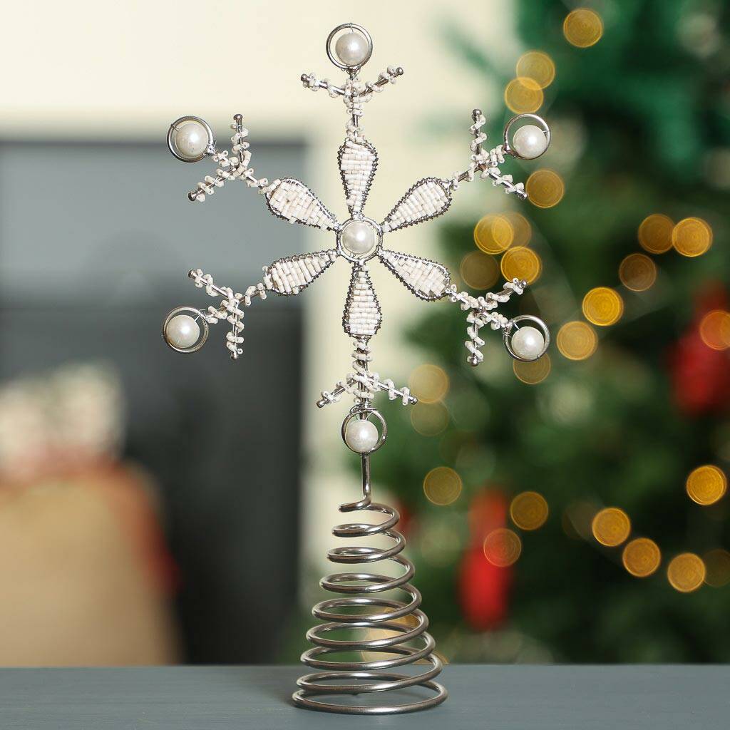 Handmade White Snowflake Christmas Tree Topper By Dibor