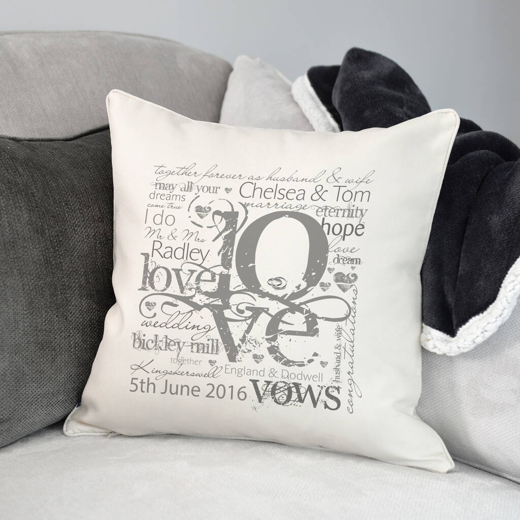 Personalised Wedding Or Engagement Love Cushion By Cherry Pete