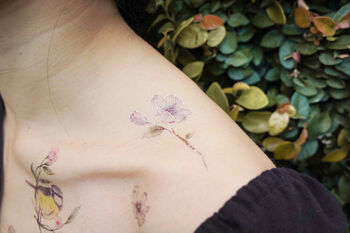 Blue Bird With Flowers Temporary Tattoo, 4 of 5