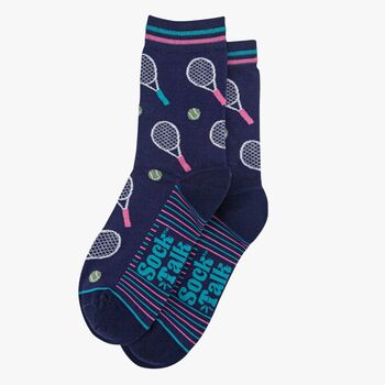 Tennis Bamboo Socks Women's Navy Blue, 3 of 4
