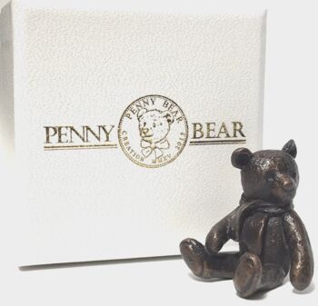 ‘Monty’ Solid Bronze Miniature Teddy Bear In Gift Box, 5 of 5