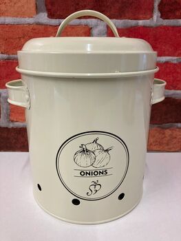 Cream Metal Onion Storage Tin – 19.5cm, 3 of 9