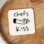 Chefs Kiss | Black And Cream | Coaster, thumbnail 3 of 3