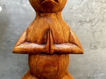 32cm Handcarved One Leg Yoga Cat Wooden Ornament Gift, 2 of 12