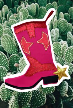 Hot Pink Cowboy Boot Christmas Stocking, 5 of 6