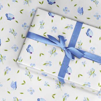 Blue Butterfly Gift Wrapping Paper Roll Or Folded, 2 of 4