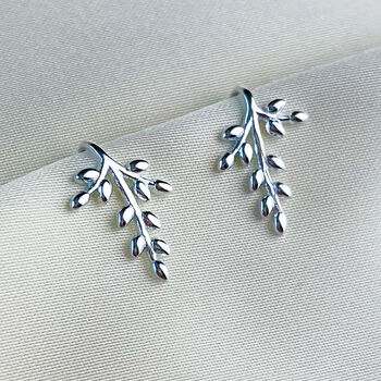 Sterling Silver Elegant Branch Hook Earrings, 2 of 6