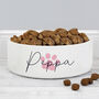Personalised Pink Paw Print Pet Bowl, thumbnail 1 of 4