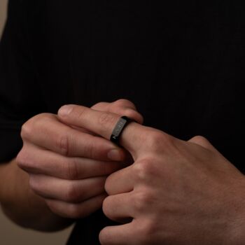Personalised Four Sided Name Band Ring In Black For Men And Women, 5 of 9