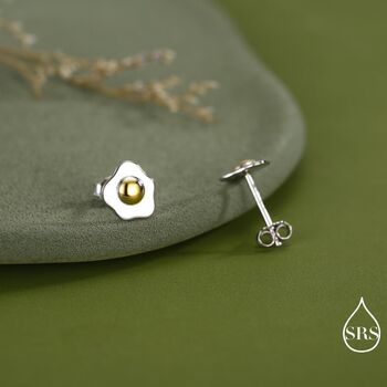 Sterling Silver Fried Egg Stud Earrings, 4 of 11