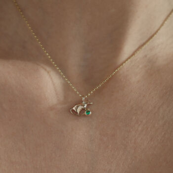 Rat Necklace 9ct Gold Emerald, 2 of 3