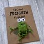 Frog Crochet Birthday Card Handmade, thumbnail 8 of 12