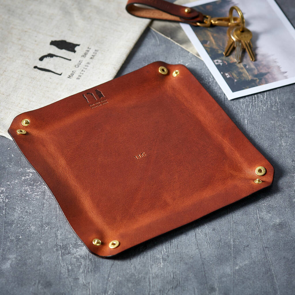 Personalised Luxury Leather Pop Up Travel Tray By Man & Bear