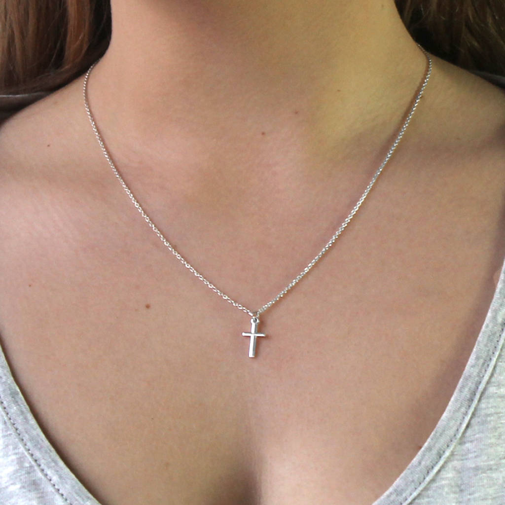Mini Sterling Silver Cross Necklace By Hersey Silversmiths